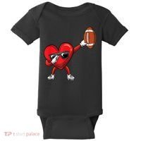 Cute Football Lover Heart Dabbing Valentines Day Gift Baby Bodysuit thumb 0