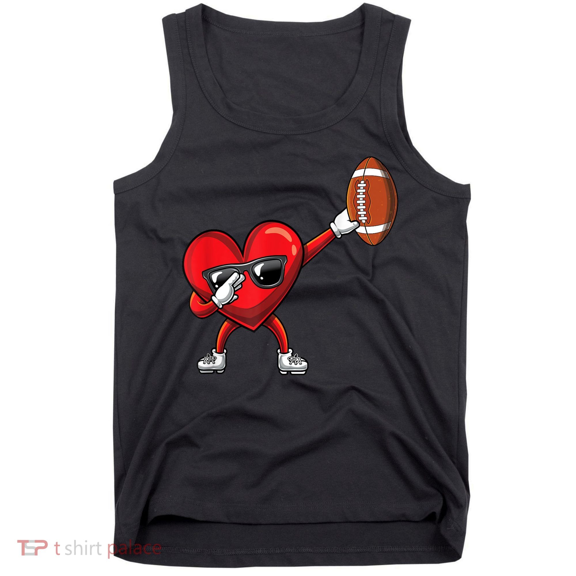 Cute Football Lover Heart Dabbing Valentines Day Gift Tank Top