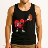Cute Football Lover Heart Dabbing Valentines Day Gift Tank Top thumb 3