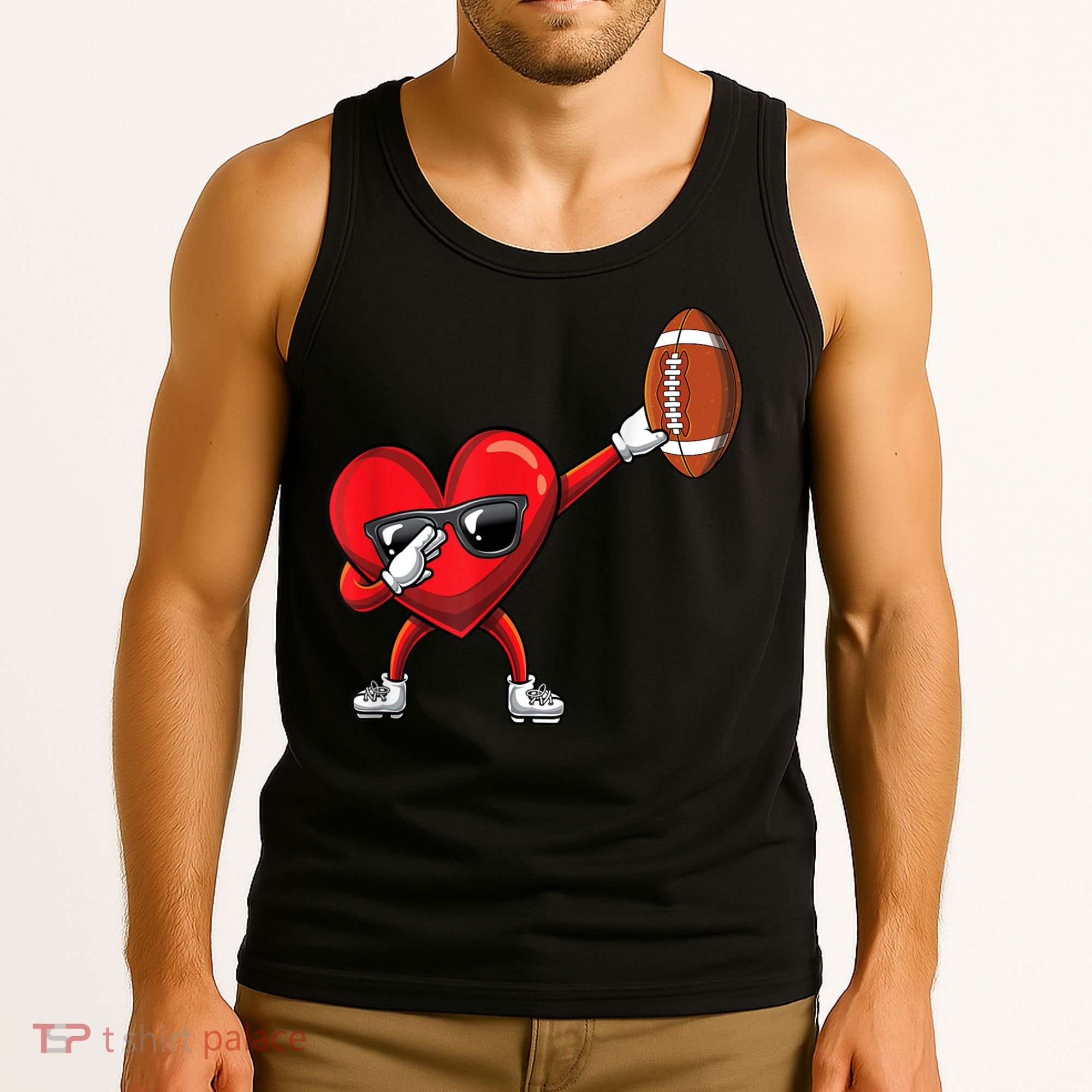 Cute Football Lover Heart Dabbing Valentines Day Gift Tank Top