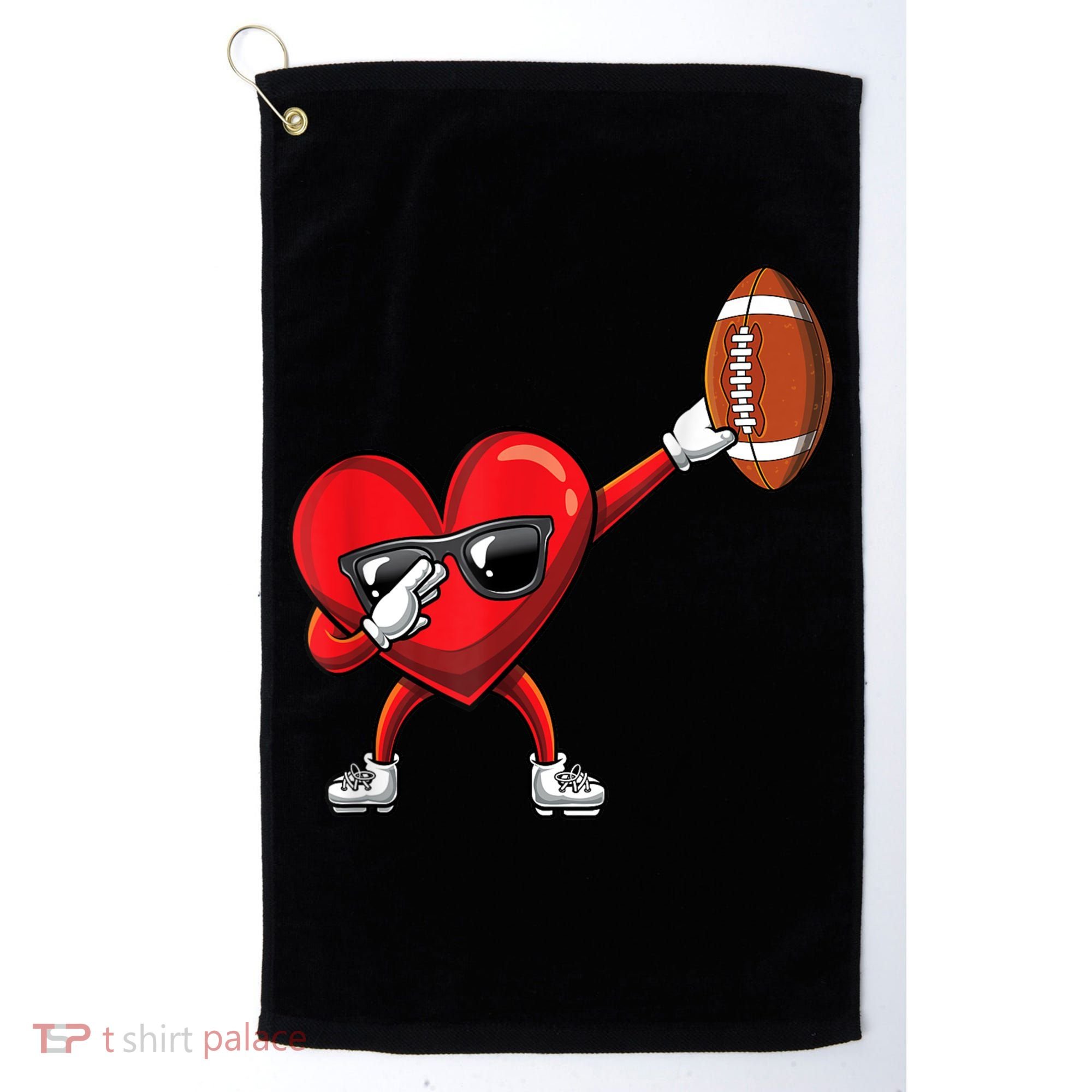 Cute Football Lover Heart Dabbing Valentines Day Gift Golf Towel