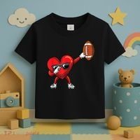 Cute Football Lover Heart Dabbing Valentines Day Gift Toddler T-Shirt thumb 3