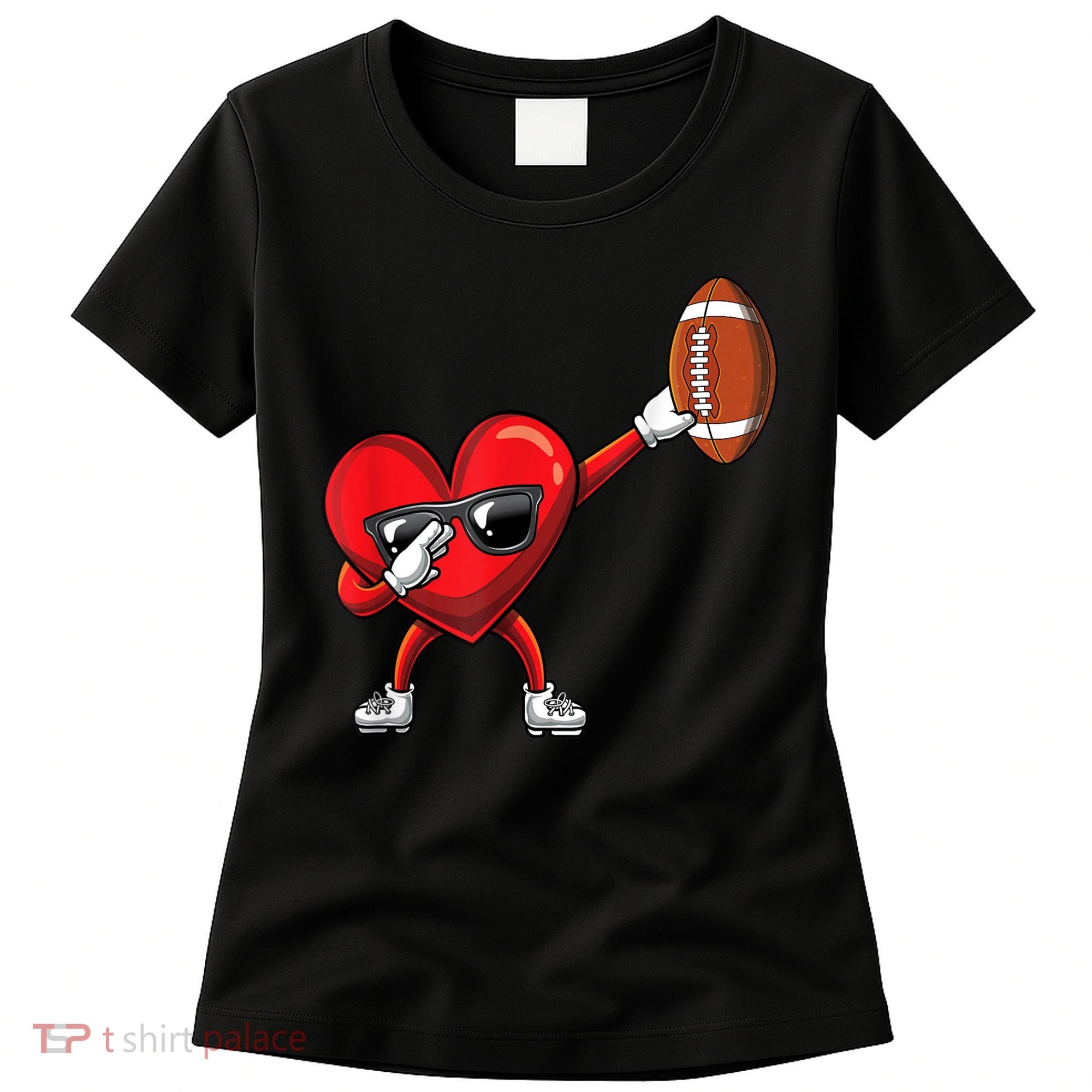 Cute Football Lover Heart Dabbing Valentines Day Gift Women's T-Shirt