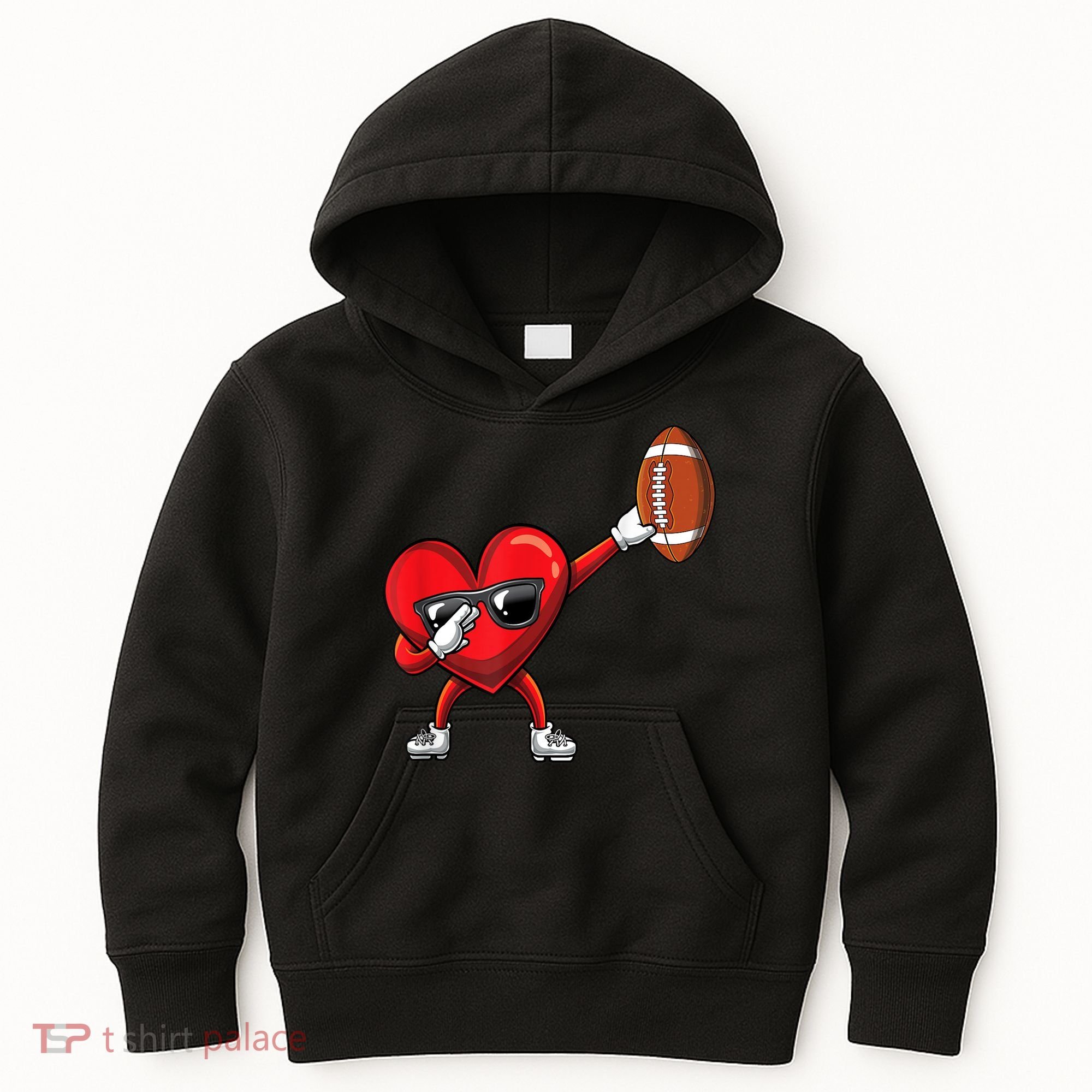 Cute Football Lover Heart Dabbing Valentines Day Gift Kids Hoodie