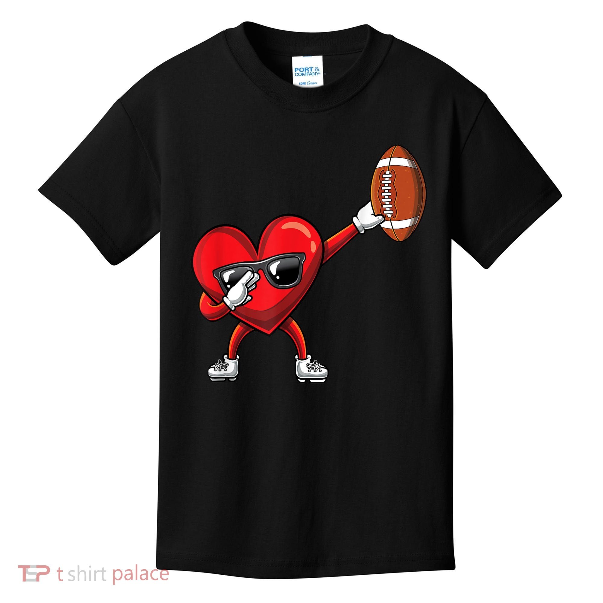 Cute Football Lover Heart Dabbing Valentines Day Gift Kids T-Shirt