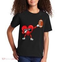 Cute Football Lover Heart Dabbing Valentines Day Gift Kids T-Shirt thumb 2