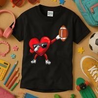 Cute Football Lover Heart Dabbing Valentines Day Gift Kids T-Shirt thumb 3