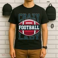 Crazy Football Lady Rugby Graphic T-Shirt thumb 6