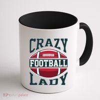 Crazy Football Lady Rugby Graphic Coffee Mug thumb 1