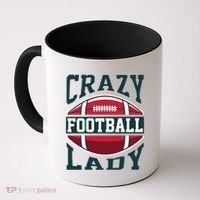 Crazy Football Lady Rugby Graphic Coffee Mug thumb 0