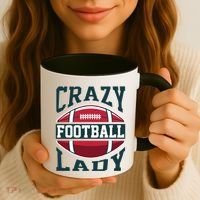 Crazy Football Lady Rugby Graphic Coffee Mug thumb 3