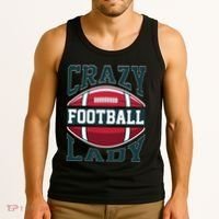 Crazy Football Lady Rugby Graphic Tank Top thumb 3
