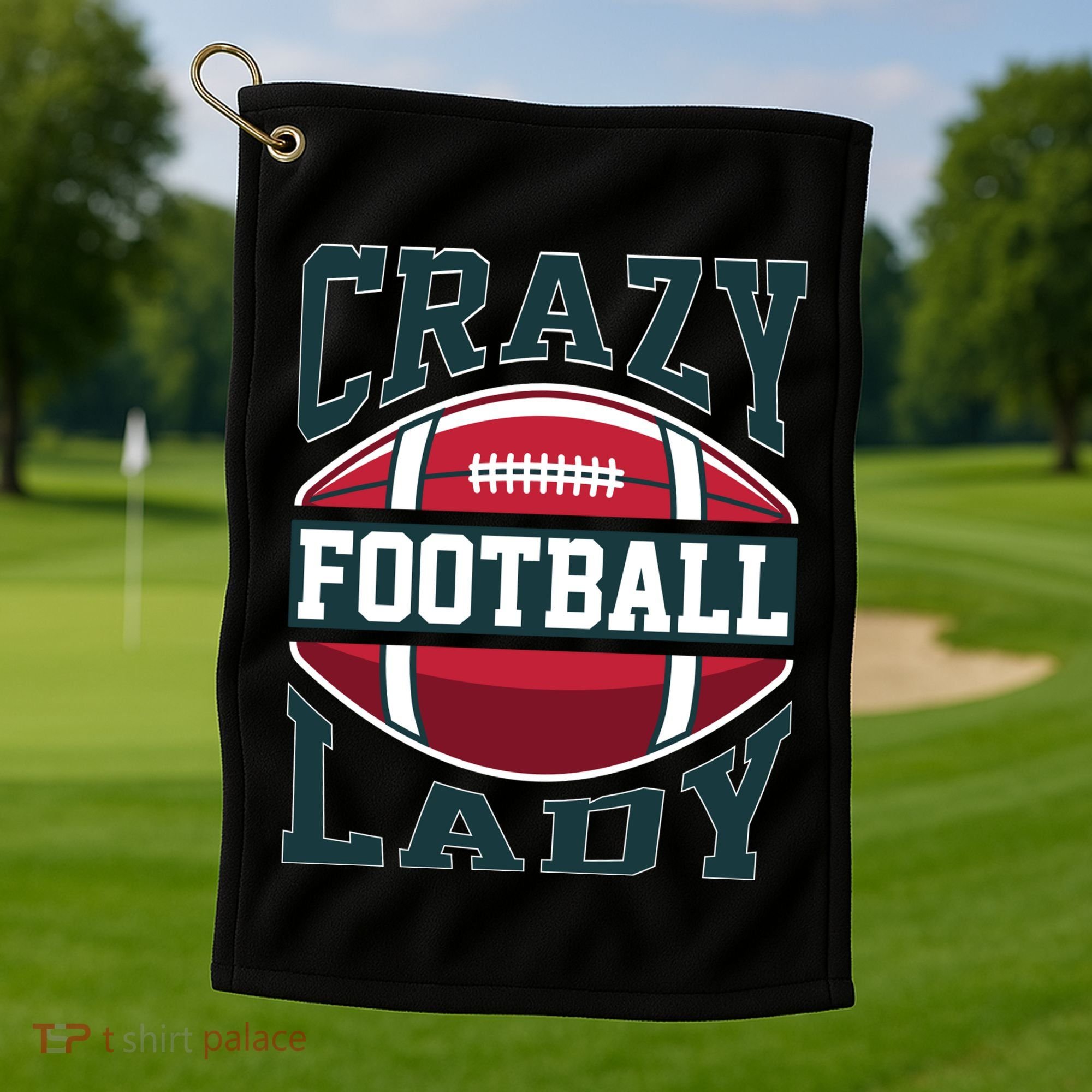 Crazy Football Lady Rugby Graphic Golf Towel