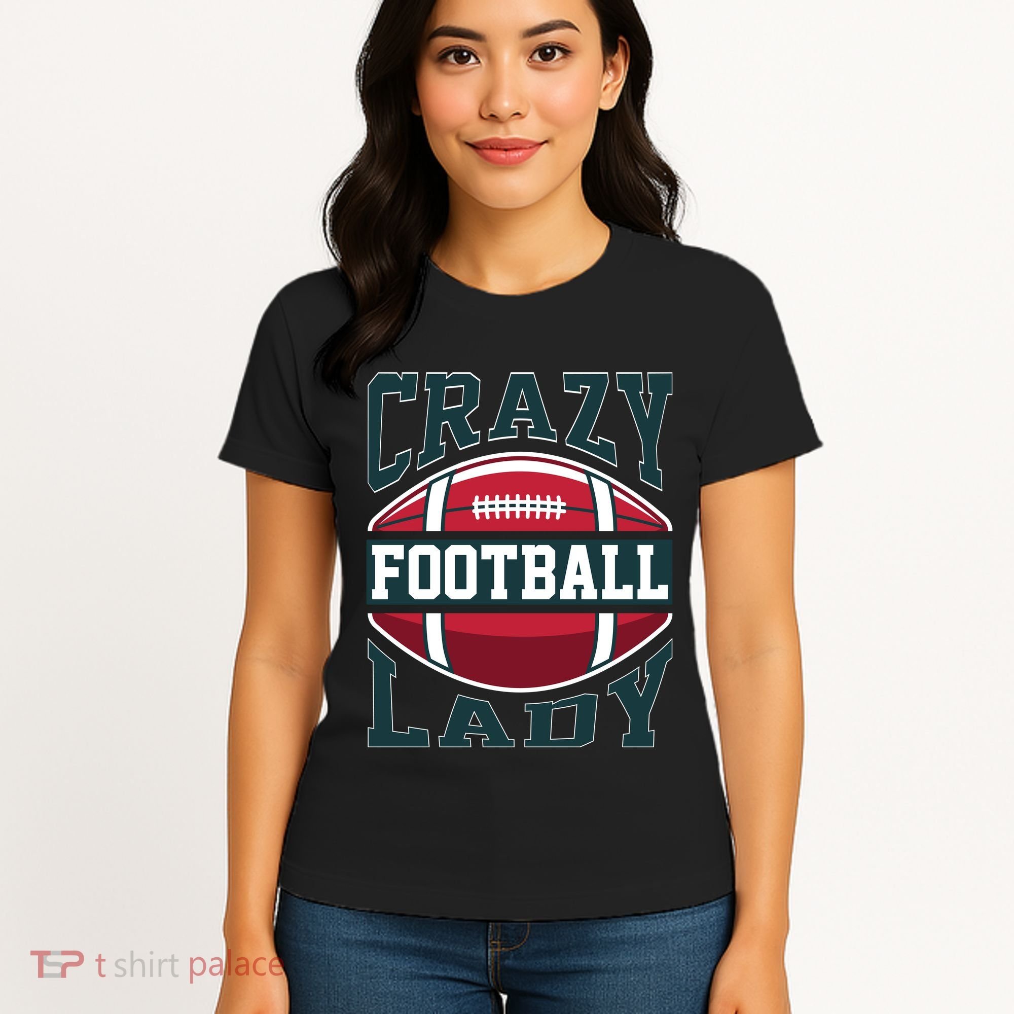 Crazy Football Lady Rugby Graphic Women's T-Shirt