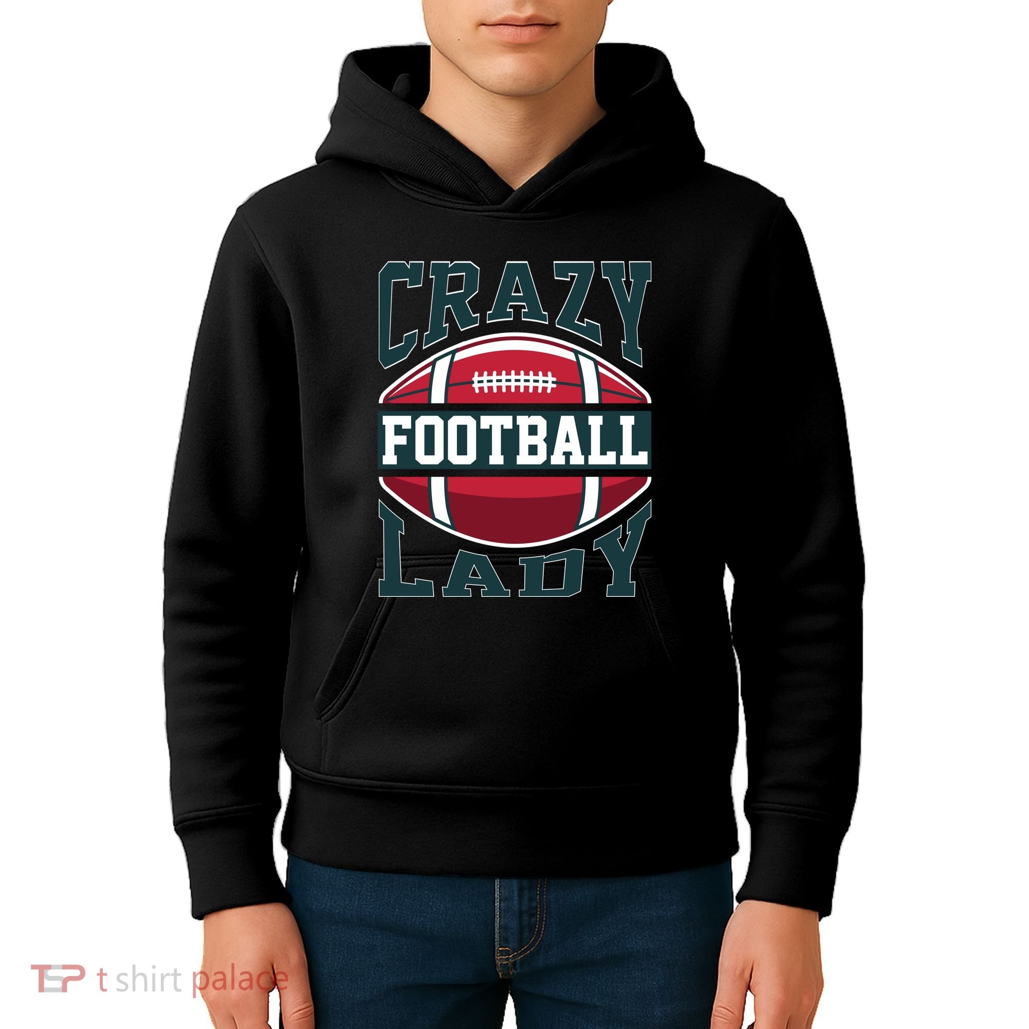 Crazy Football Lady Rugby Graphic Kids Hoodie