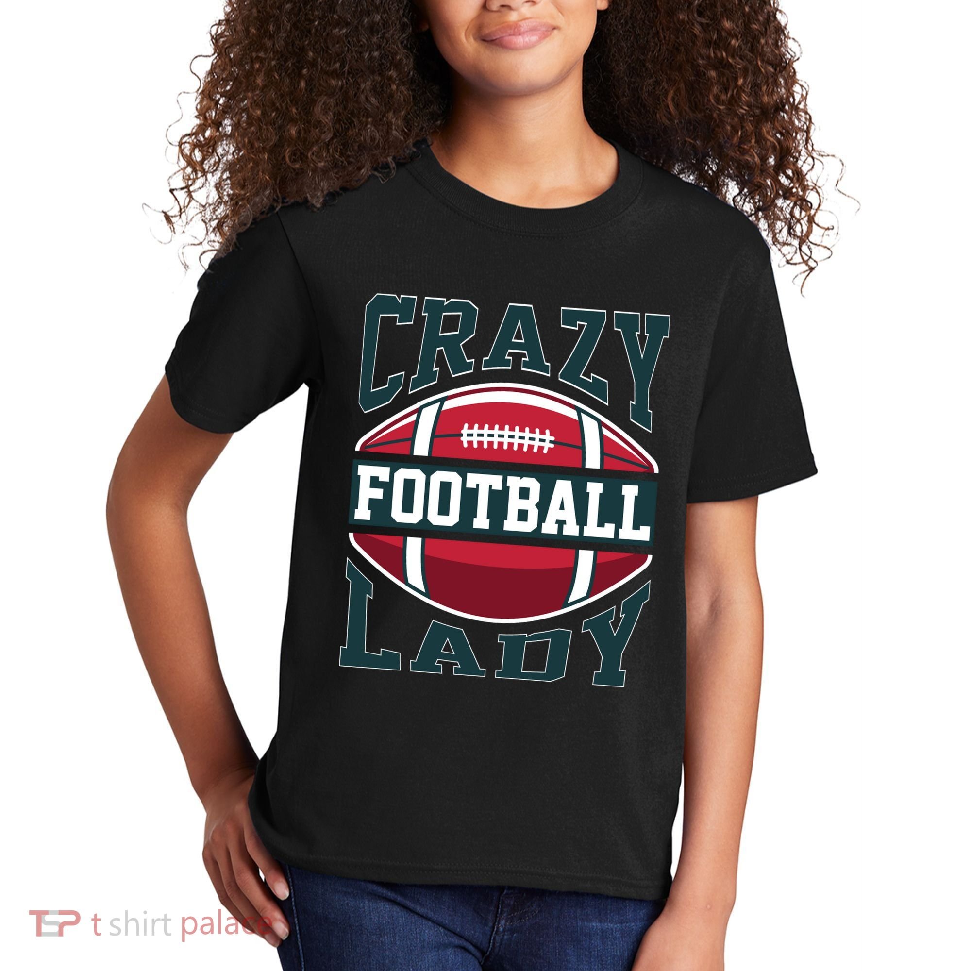 Crazy Football Lady Rugby Graphic Kids T-Shirt