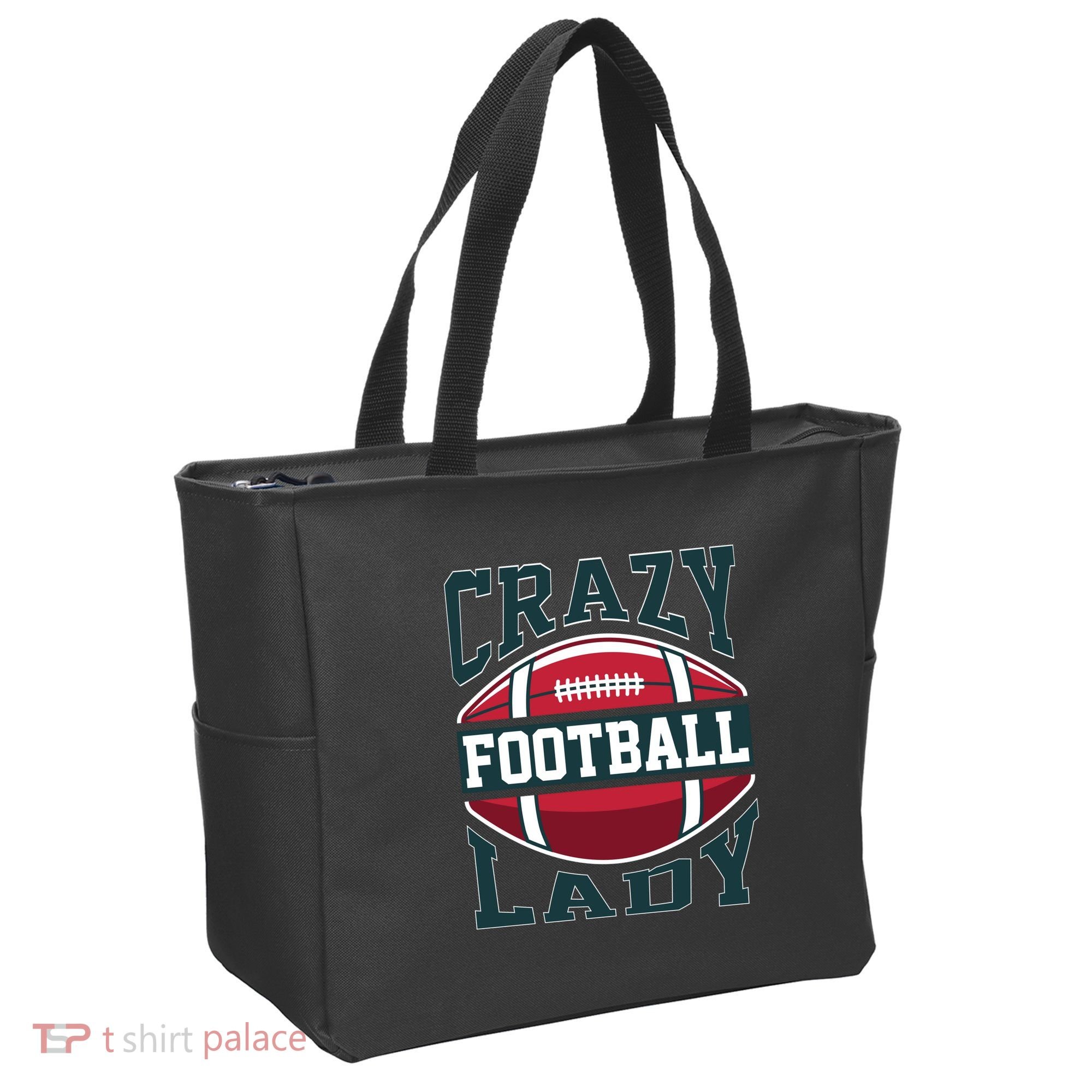 Crazy Football Lady Rugby Graphic Tote Bag