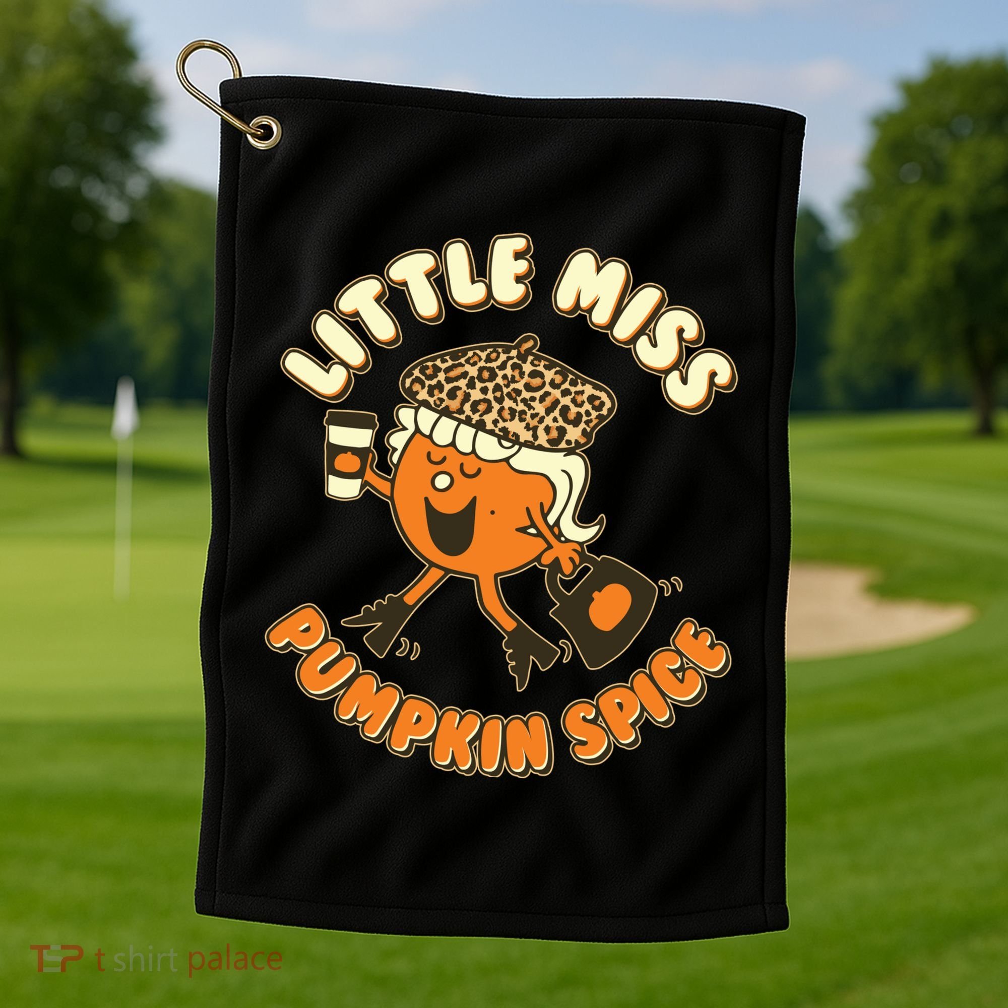 Cute Funny Little Miss Pumpkin Spice Golf Towel