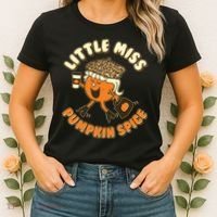 Cute Funny Little Miss Pumpkin Spice Women's T-Shirt thumb 2