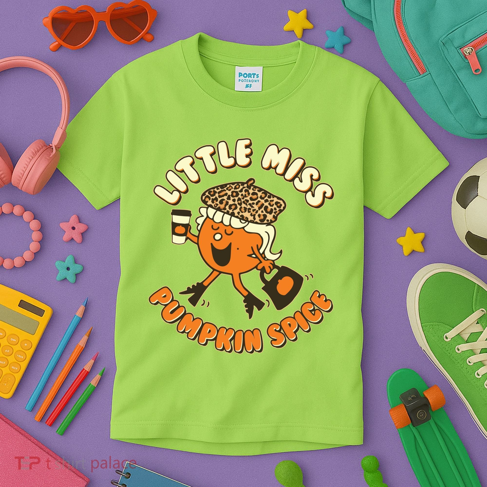 Cute Funny Little Miss Pumpkin Spice Kids T-Shirt