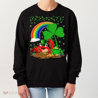 Crab Fish Lover Shamrock Leaf Rainbow Crab St Patrick's Day Women's Sweatshirt