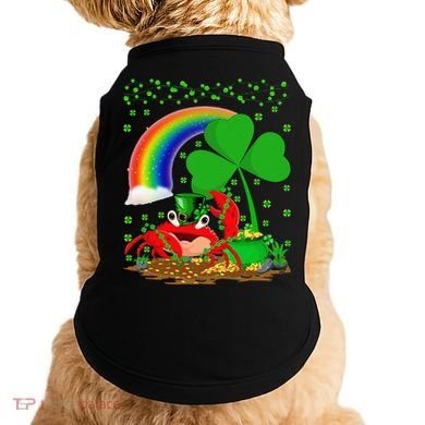 Crab Fish Lover Shamrock Leaf Rainbow Crab St Patrick's Day Doggie Tank