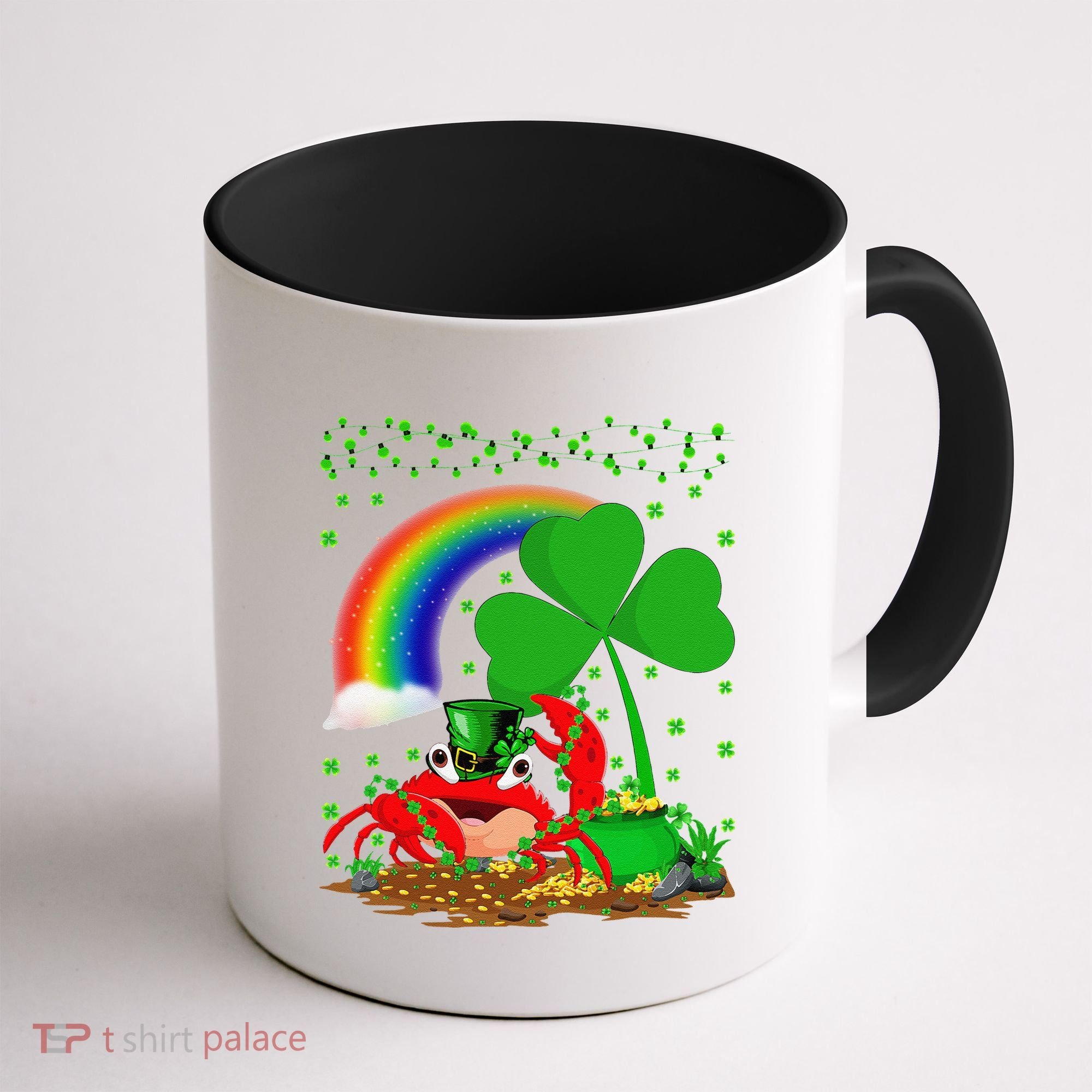 Crab Fish Lover Shamrock Leaf Rainbow Crab St Patrick's Day Coffee Mug
