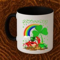 Crab Fish Lover Shamrock Leaf Rainbow Crab St Patrick's Day Coffee Mug thumb 2