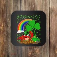 Crab Fish Lover Shamrock Leaf Rainbow Crab St Patrick's Day Coaster thumb 0