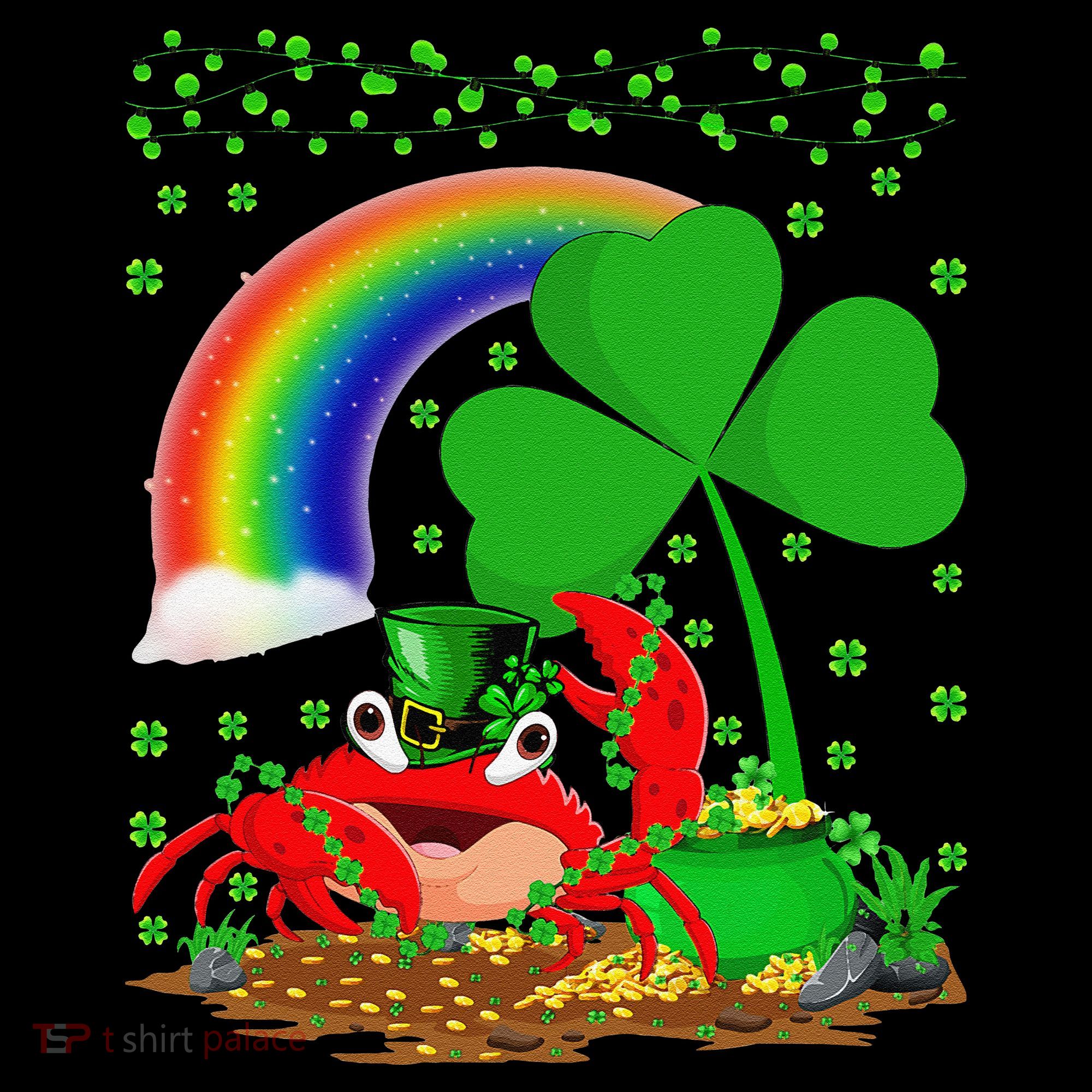 Crab Fish Lover Shamrock Leaf Rainbow Crab St Patrick's Day Women's Hoodie