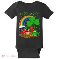 Crab Fish Lover Shamrock Leaf Rainbow Crab St Patrick's Day Baby Bodysuit thumb 0