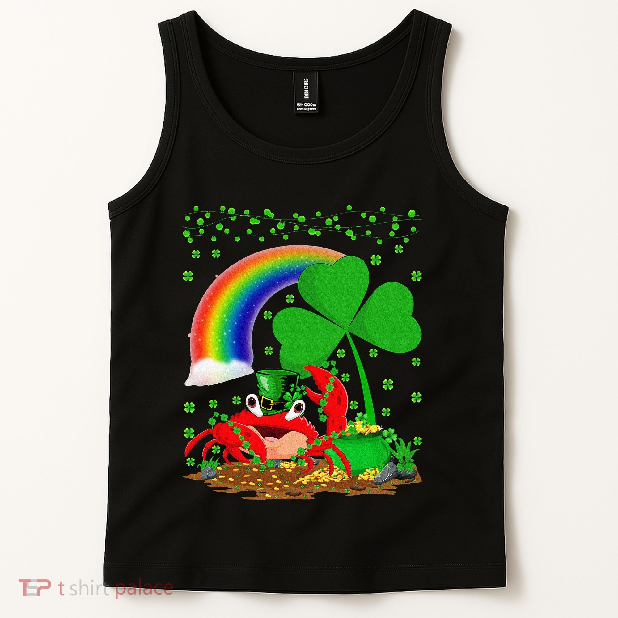 Crab Fish Lover Shamrock Leaf Rainbow Crab St Patrick's Day Tank Top
