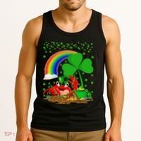 Crab Fish Lover Shamrock Leaf Rainbow Crab St Patrick's Day Tank Top thumb 3