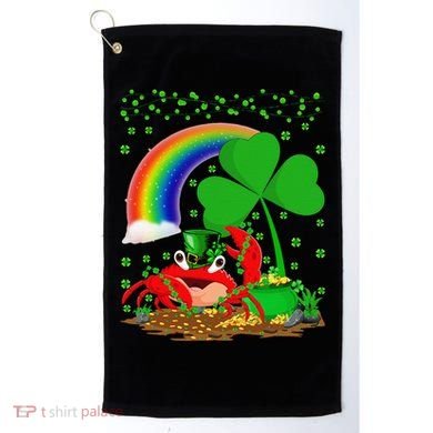 Crab Fish Lover Shamrock Leaf Rainbow Crab St Patrick's Day Golf Towel