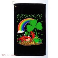 Crab Fish Lover Shamrock Leaf Rainbow Crab St Patrick's Day Golf Towel thumb 0