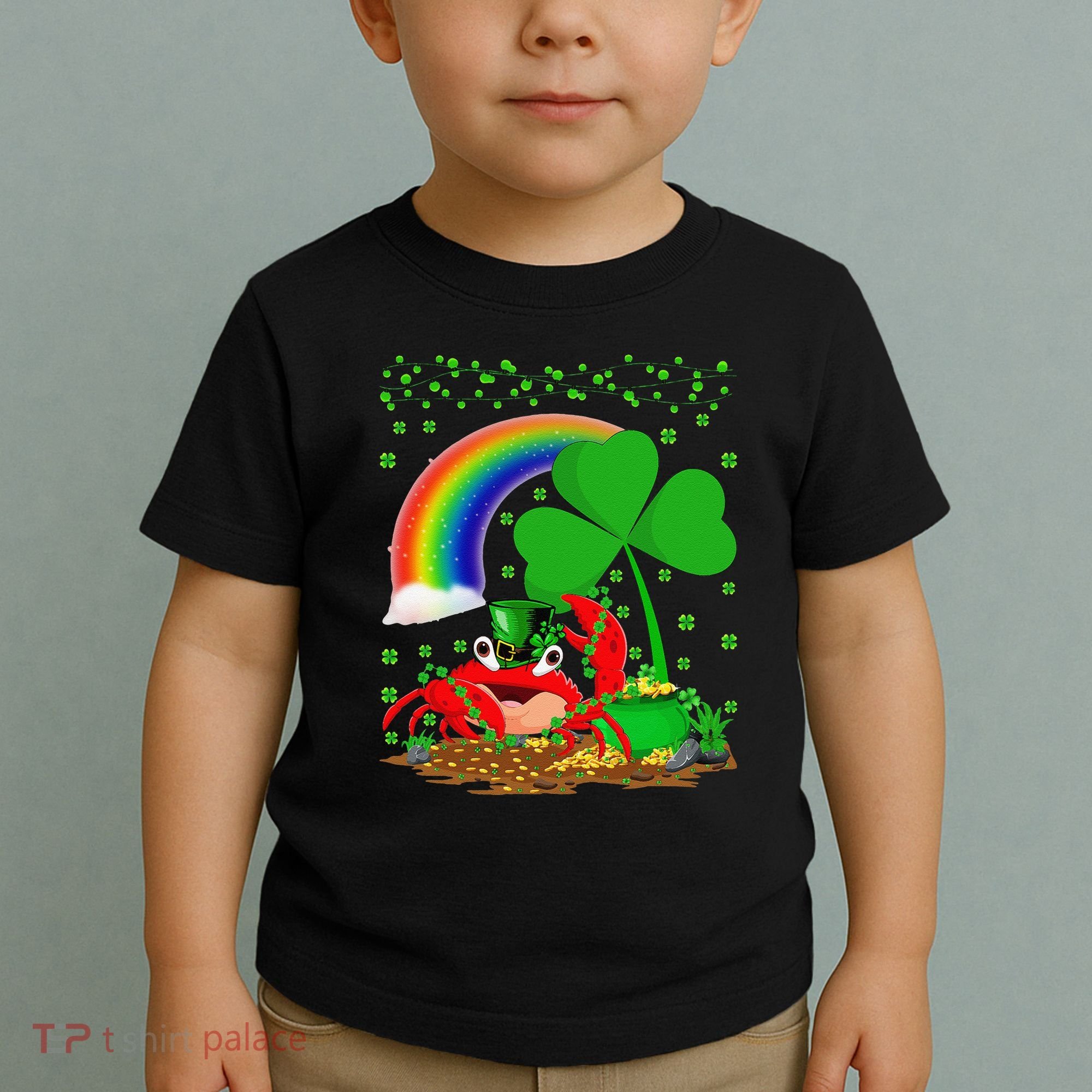 Crab Fish Lover Shamrock Leaf Rainbow Crab St Patrick's Day Toddler T-Shirt