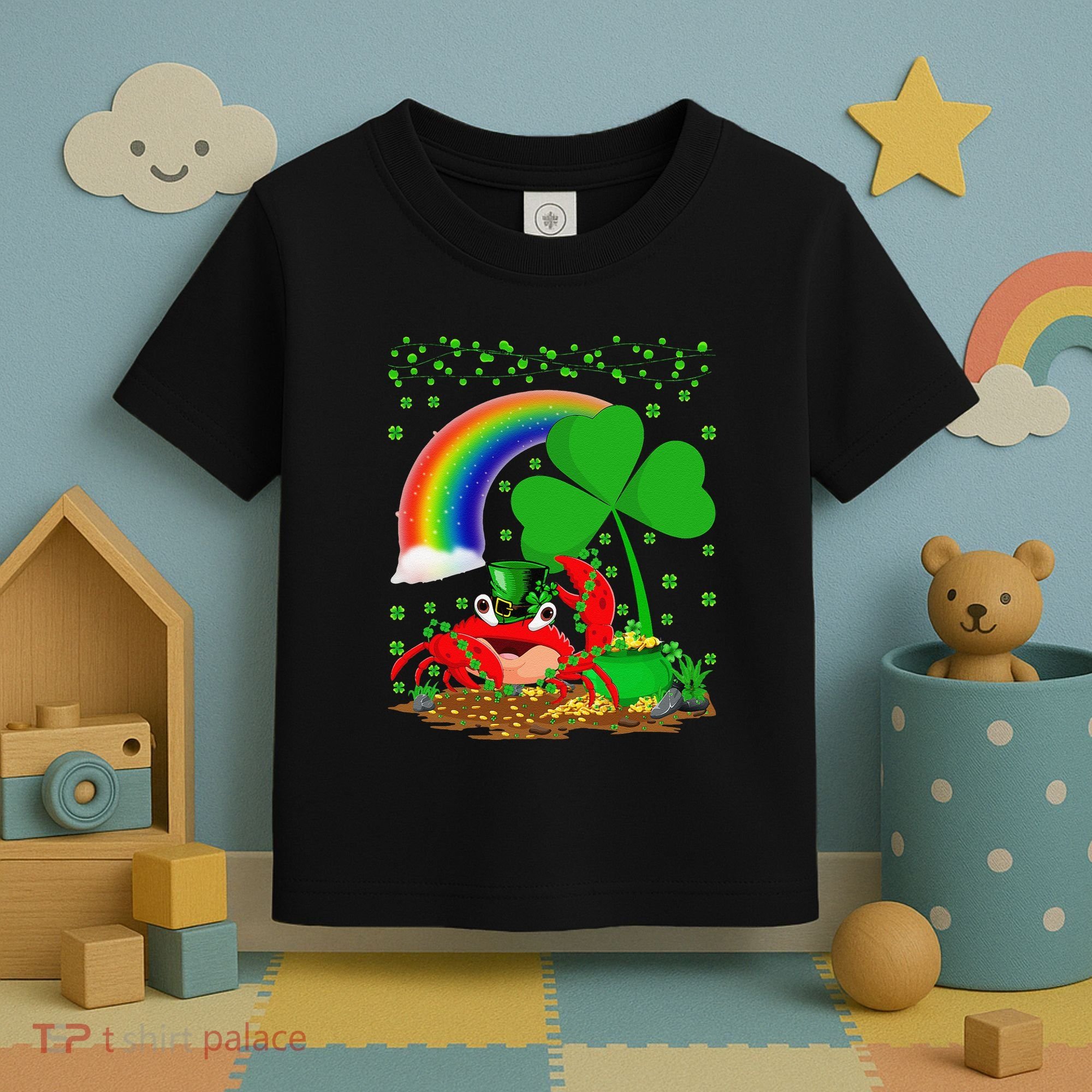 Crab Fish Lover Shamrock Leaf Rainbow Crab St Patrick's Day Toddler T-Shirt
