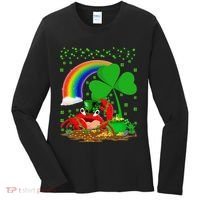 Crab Fish Lover Shamrock Leaf Rainbow Crab St Patrick's Day Women's Long Sleeve Shirt thumb 0