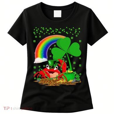 Crab Fish Lover Shamrock Leaf Rainbow Crab St Patrick's Day Women's T-Shirt