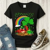 Crab Fish Lover Shamrock Leaf Rainbow Crab St Patrick's Day Women's T-Shirt thumb 3