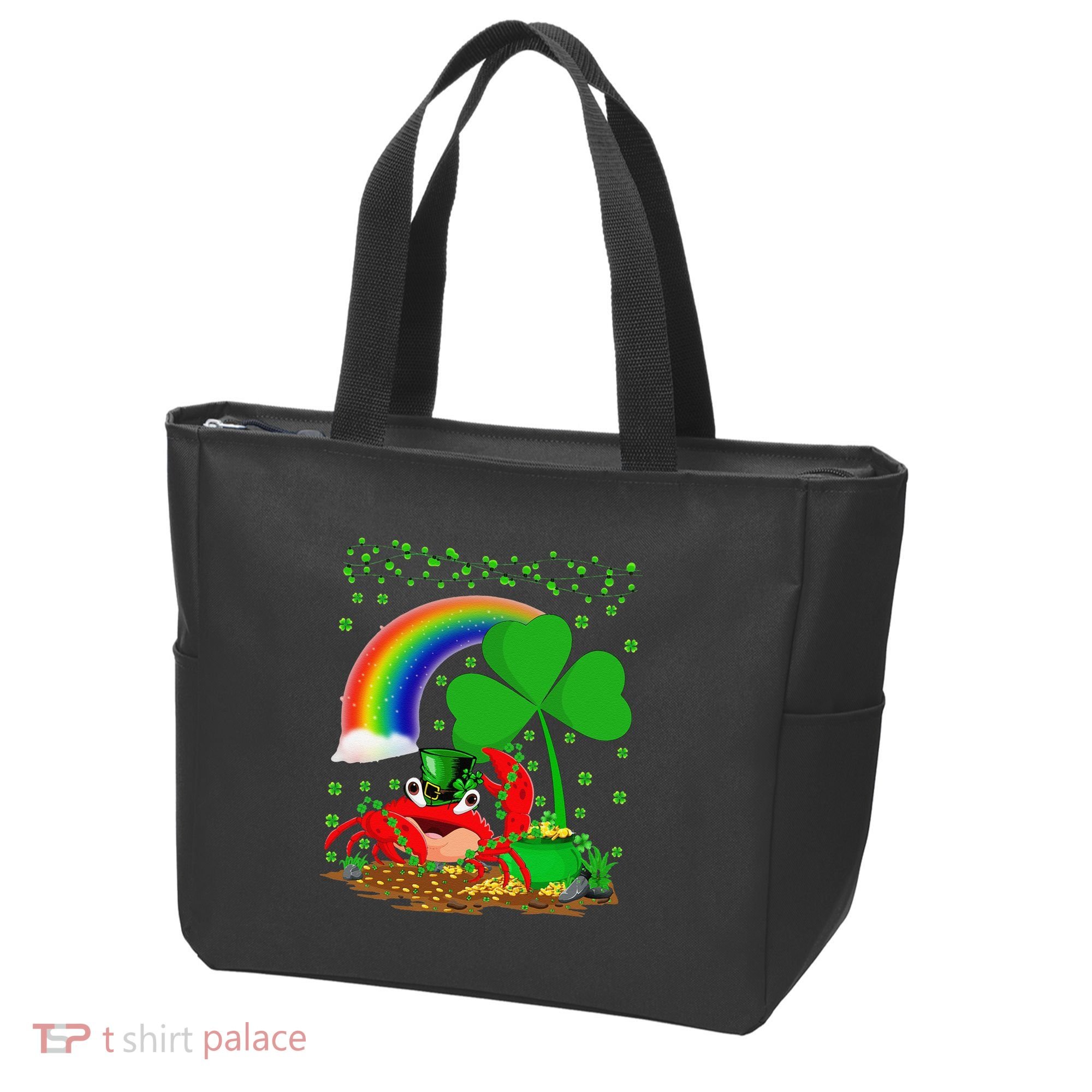 Crab Fish Lover Shamrock Leaf Rainbow Crab St Patrick's Day Tote Bag