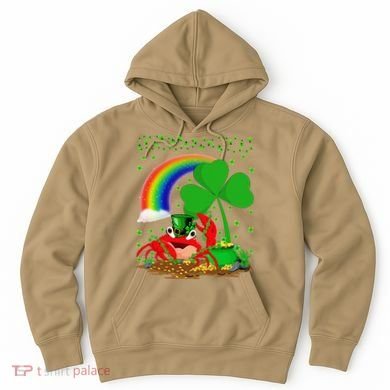 Crab Fish Lover Shamrock Leaf Rainbow Crab St Patrick's Day Hoodie