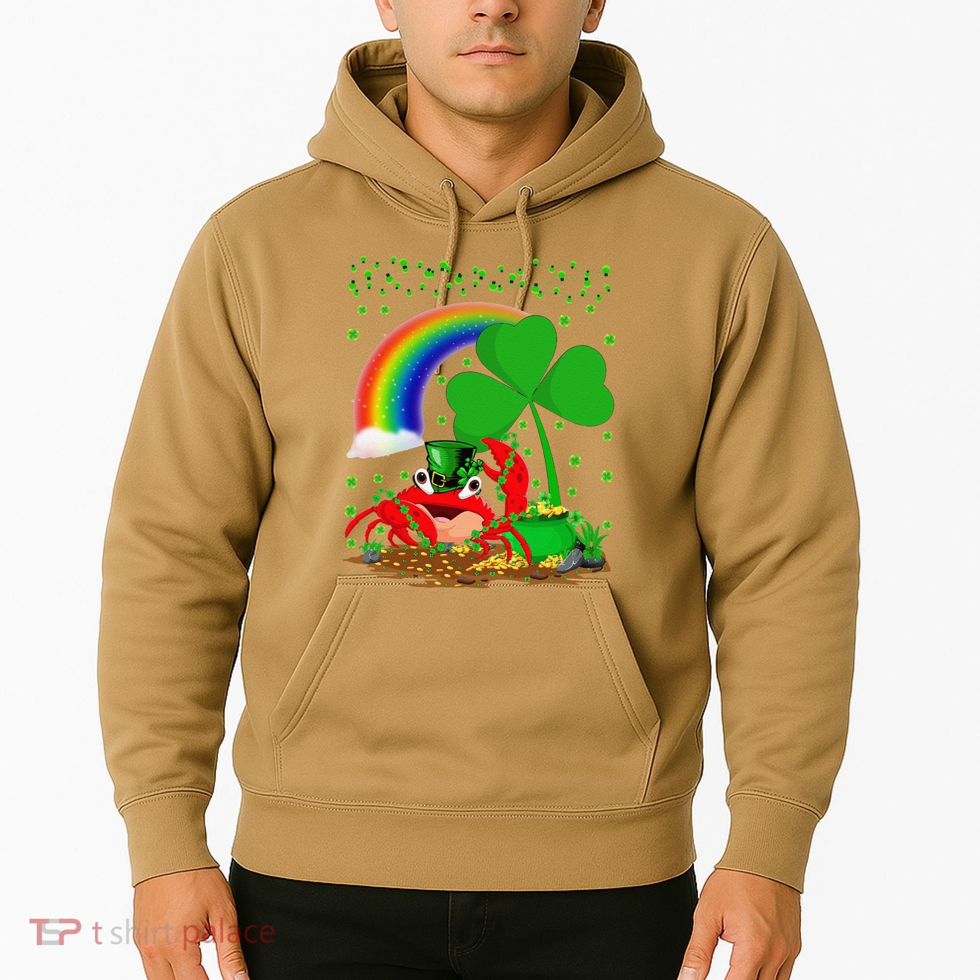 Crab Fish Lover Shamrock Leaf Rainbow Crab St Patrick's Day Hoodie