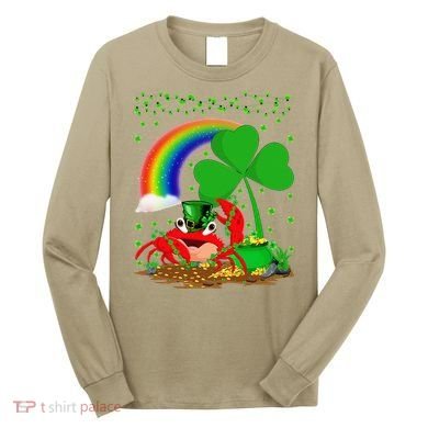 Crab Fish Lover Shamrock Leaf Rainbow Crab St Patrick's Day Long Sleeve Shirt