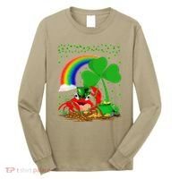 Crab Fish Lover Shamrock Leaf Rainbow Crab St Patrick's Day Long Sleeve Shirt thumb 0