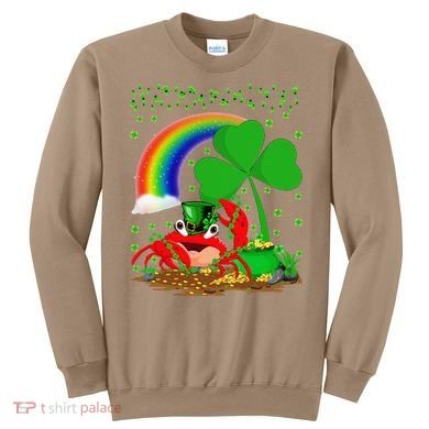 Crab Fish Lover Shamrock Leaf Rainbow Crab St Patrick's Day Sweatshirt