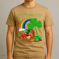 Crab Fish Lover Shamrock Leaf Rainbow Crab St Patrick's Day T-Shirt thumb 3