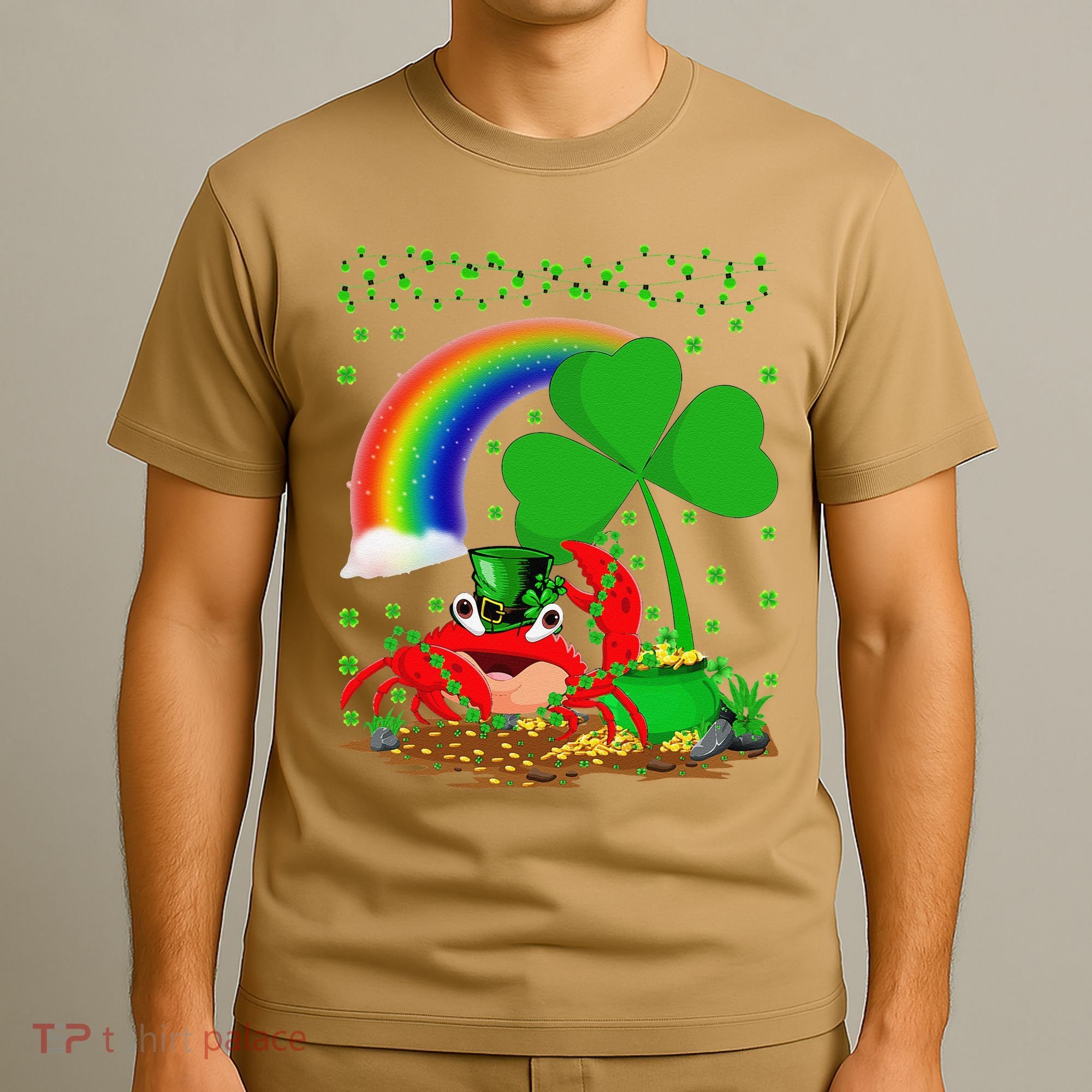 Crab Fish Lover Shamrock Leaf Rainbow Crab St Patrick's Day T-Shirt