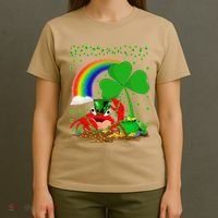 Crab Fish Lover Shamrock Leaf Rainbow Crab St Patrick's Day T-Shirt thumb 4