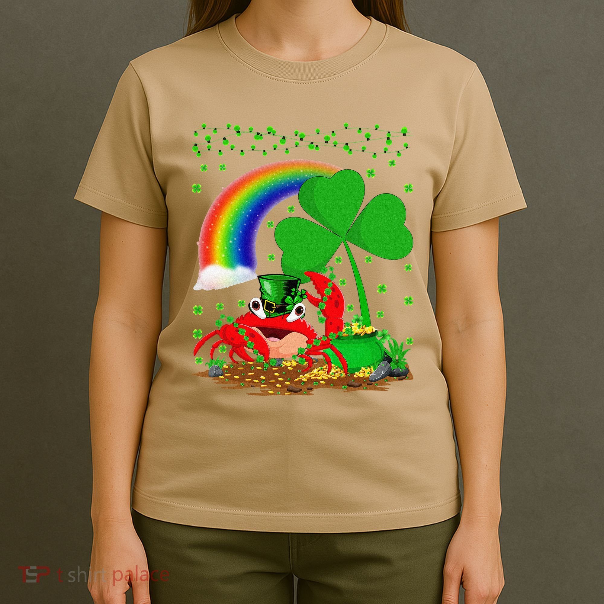 Crab Fish Lover Shamrock Leaf Rainbow Crab St Patrick's Day T-Shirt